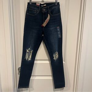 Levi's Dark Blue Distressed Skinny Jeans